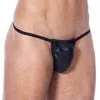 Rimba Bondage Play Echt Nappa Lederen Heren G-String Met Penis Pouch - Zwart