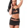 Amorable By Rimba Fetish Club Setje Met Strass Versiering En Blote Buik - Zwart