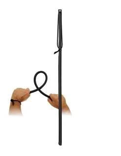 Kiotos Leather Flexibele Cane Van PVC En Bekleed Met Leer - Zwart