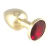 Rimba Bondage Play Gouden Buttplug Klein Met Rood Kristal