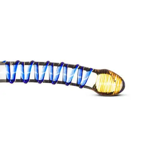 Gildo - Glazen G-Spot/Prostaatdildo Met Blauwe Ribbels - Transparant 2 Gildo - Glazen G-Spot/Prostaatdildo Met Blauwe Ribbels - Transparant - Afbeelding 2
