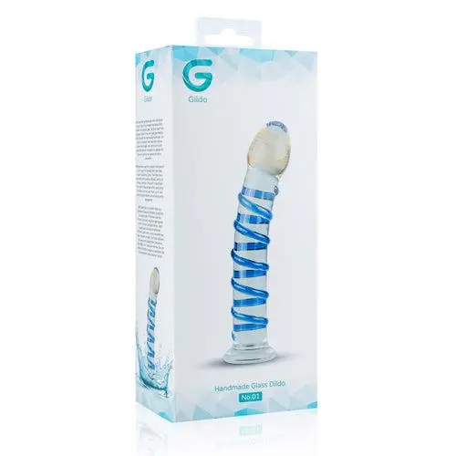 Gildo - Glazen G-Spot/Prostaatdildo Met Blauwe Ribbels - Transparant 5 Gildo - Glazen G-Spot/Prostaatdildo Met Blauwe Ribbels - Transparant - Afbeelding 5