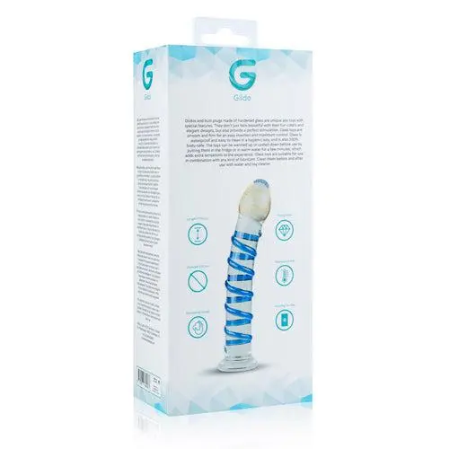Gildo - Glazen G-Spot/Prostaatdildo Met Blauwe Ribbels - Transparant 6 Gildo - Glazen G-Spot/Prostaatdildo Met Blauwe Ribbels - Transparant - Afbeelding 6