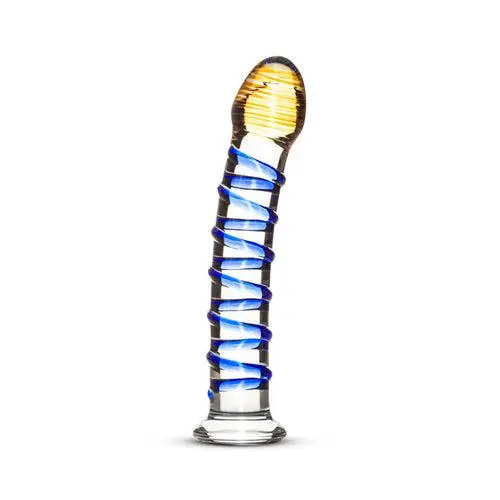 Gildo - Glazen G-Spot/Prostaatdildo Met Blauwe Ribbels - Transparant 1 Gildo - Glazen G-Spot/Prostaatdildo Met Blauwe Ribbels - Transparant