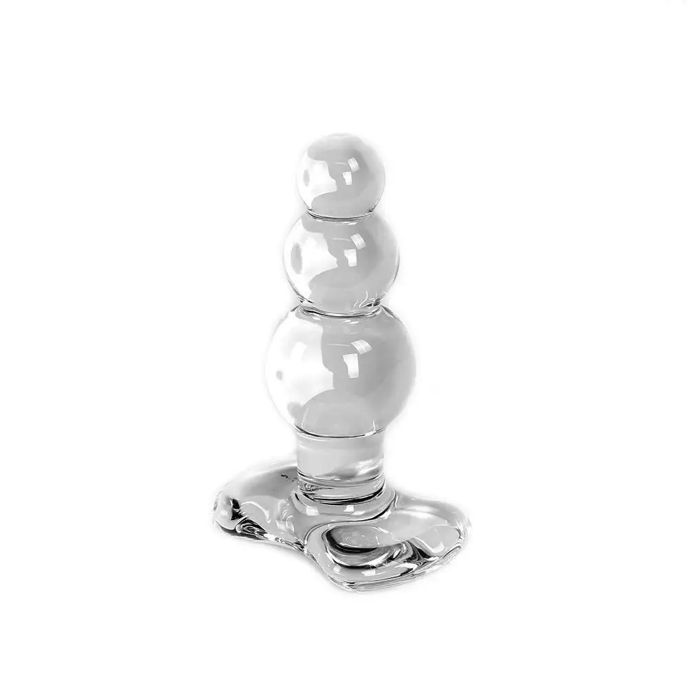 Kiotos Glass Glazen Buttplug Geribbeld - Transparant 1 Kiotos Glass Glazen Buttplug Geribbeld - Transparant