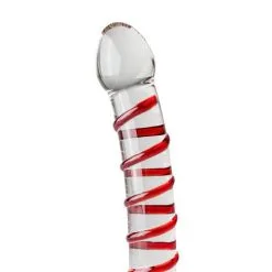 Gildo Glazen Dildo No. 15 Met Rode Linten - Transparant -Sex Toys winkel Glazen Dildo No 15 met rode linten transparant 3