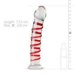 Gildo Glazen Dildo No. 15 Met Rode Linten - Transparant -Sex Toys winkel Glazen Dildo No 15 met rode linten transparant 4
