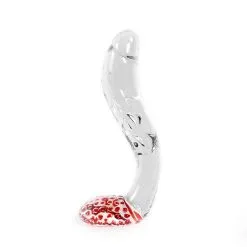 Kiotos Glass Glazen Dildo Swan Curve - Transparant Met Rode Stippen