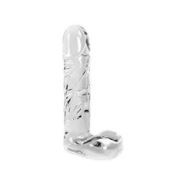 Kiotos Glass Glazen Dildo Met Balzak En Ribbels - Transparant