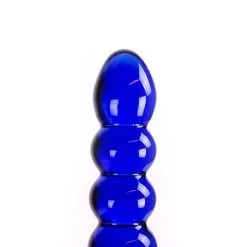 Kiotos Glass Glazen Dildo Met Blauwe Ballen En O-ring -Sex Toys winkel Glazen dildo met blauwe ballen en O ring 3