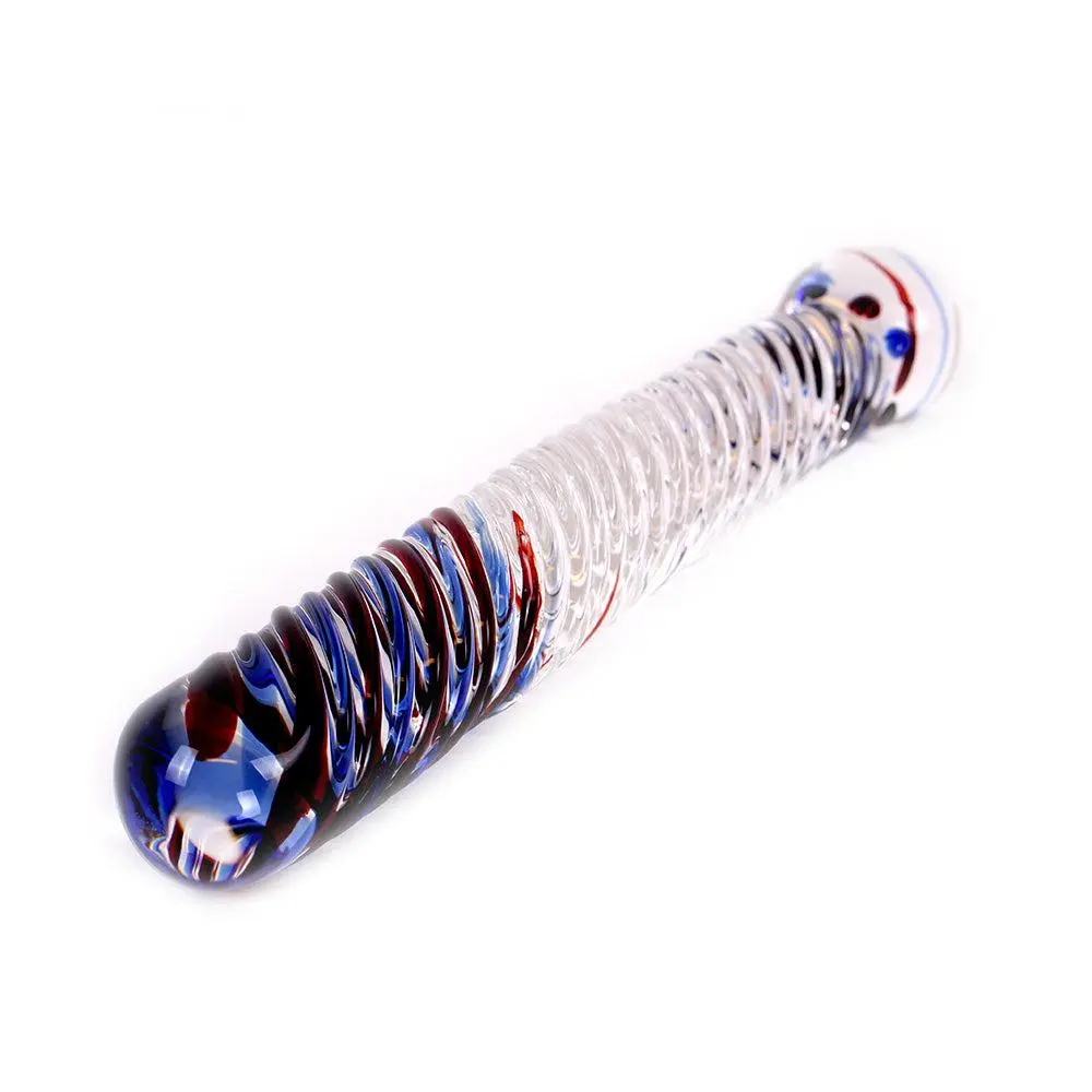 Kiotos Glass Glazen Dildo Recht - Rood/Blauw/transparant 2 Kiotos Glass Glazen Dildo Recht - Rood/Blauw/transparant - Afbeelding 2