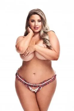 Teacher's Pet Grote Maten/Plus Size Sexy Schoolmeisje String Met Open Kruis - Rood