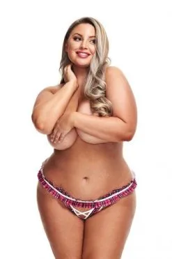 Teacher's Pet Grote Maten/Plus Size Sexy Schoolmeisje String Met Open Kruis - Roze