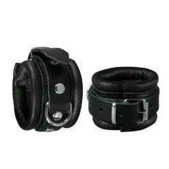 Kiotos Leather Handcuffs 5 Cm - Black