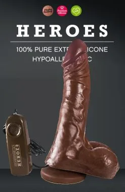 Heroes Vibrerende Dildo Met Zuignap 19 X 4.5 Cm - Bruin