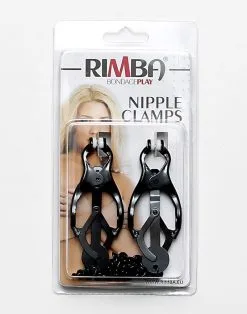 Rimba Bondage Play Japanse Clover Tepelklemmen Met Ketting - Zwart -Sex Toys winkel Japanse Clover Tepelklemmen met ketting zwart 3