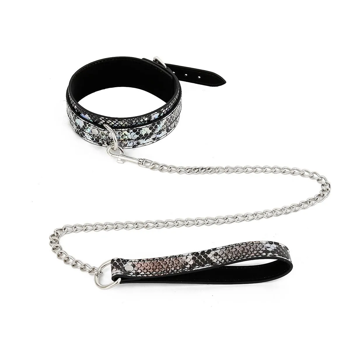 Kiotos BDSM Set Met Slangenprint - Neon Zilver 6 Kiotos BDSM Set Met Slangenprint - Neon Zilver - Afbeelding 6