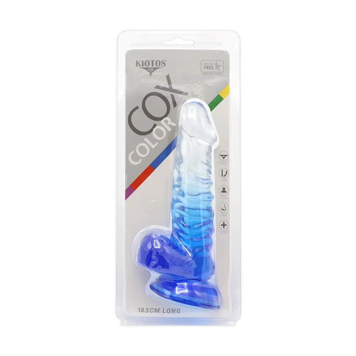 Kiotos Cox Color - Gekleurde Dildo 02 - 18,5 X 4 Cm -Transparant/Blauw 8 Kiotos Cox Color - Gekleurde Dildo 02 - 18,5 X 4 Cm -Transparant/Blauw - Afbeelding 8