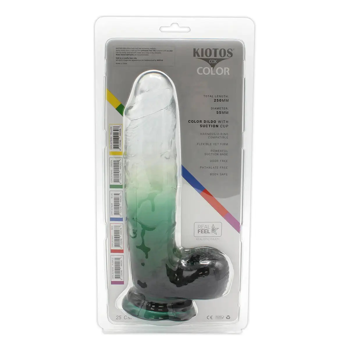 Kiotos Cox Color - Gekleurde Dildo 10 - 25 X 5,5 Cm - Transparant/Groen 9 Kiotos Cox Color - Gekleurde Dildo 10 - 25 X 5,5 Cm - Transparant/Groen - Afbeelding 9