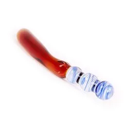 Kiotos Glass - Glazen Dildo Curves - Blauw/amber -Sex Toys winkel Kiotos Glass Glazen Dildo Curves Blauwamber 3