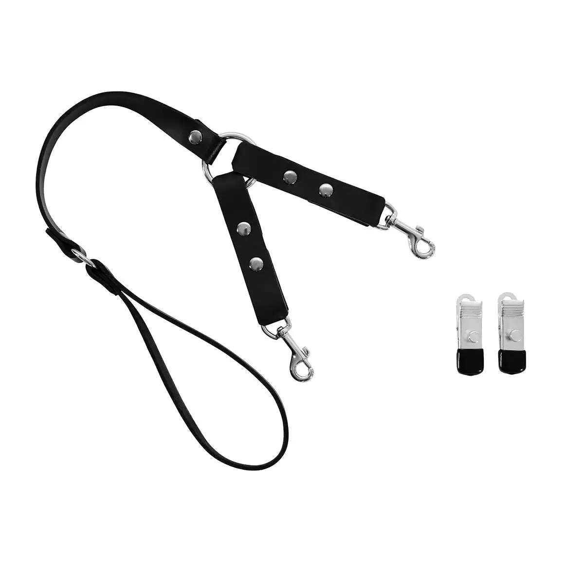 Kiotos Leather - Leiband Met Karabijnhaken En Tepelklemmen (afneembaar) 3 Kiotos Leather - Leiband Met Karabijnhaken En Tepelklemmen (afneembaar) - Afbeelding 3