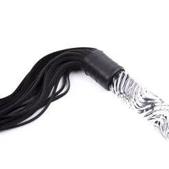 Kiotos Leather Kiotos - Luxe Flogger Met Glazen Handvat - Zwart -Sex Toys winkel Kiotos Luxe Flogger Met Glazen Handvat Zwart 3