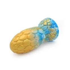 Kiotos Monstar - Buttplug ALIEN EGG 7 - 17.5 X 7.5 Cm - Tie Dye Goud/Blauw -Sex Toys winkel Kiotos Monstar Buttplug ALIEN EGG 7 17 5 x 7 5 cm tie dye goudblauw 3