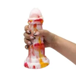 Kiotos Monstar - Dildo Beast 1 - 20.5 X 5.5 Cm - Tie Dye Oranje/Wit/Rood -Sex Toys winkel Kiotos Monstar Dildo Beast 1 20 5 x 5 5 cm tie dye oranjewitrood 6
