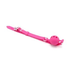 Kiotos - Siliconen Ball Gag Met (adem)gaten - Roze -Sex Toys winkel Kiotos Siliconen Ball Gag met ademgaten roze 5