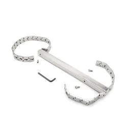 Kiotos Steel - Neck & Handen Bondage Device Met Slot - Zilver -Sex Toys winkel Kiotos Steel Neck Handen Bondage Device Met Slot Zilver 3