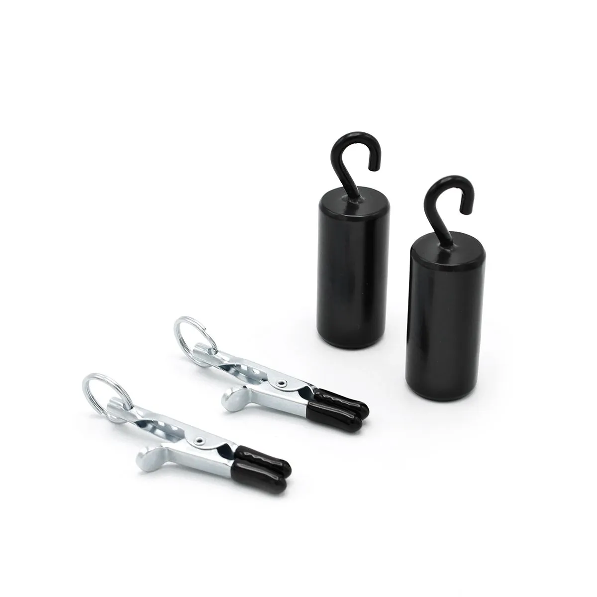 Kiotos Steel - Tepelklemmen - Croc Tepelklemmen 2 X 100g Met Haakgewichten- RVS - Zwart 2 Kiotos Steel - Tepelklemmen - Croc Tepelklemmen 2 X 100g Met Haakgewichten- RVS - Zwart - Afbeelding 2