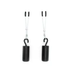 Kiotos Steel - Tepelklemmen - Nipple Pinch Clamps Met 2 X 100g Haakgewichten- RVS - Zwart