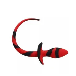 Kiotos X - Hondenstaart Anaalplug - Rood/Zwart
