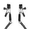 Rimba Bondage Play Knijp Tepelklemmen Met Aandraaischroef En Ketting - Zwart