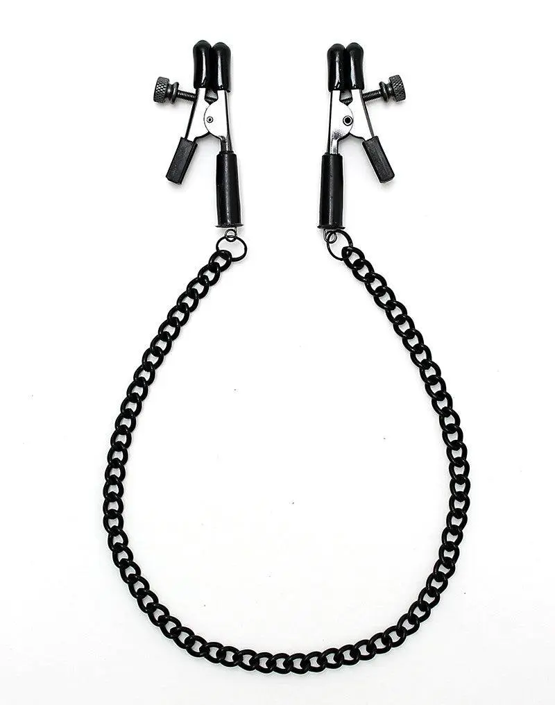 Rimba Bondage Play Knijp Tepelklemmen Met Aandraaischroef En Ketting - Zwart 2 Rimba Bondage Play Knijp Tepelklemmen Met Aandraaischroef En Ketting - Zwart - Afbeelding 2