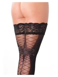 Amorable By Rimba Kousen Met Corset Veter Illusie - Zwart