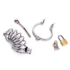 Kiotos Steel Kuisheidskooi Met Plasbuis Plug En Hangslot -Sex Toys winkel Kuisheidskooi met plasbuis plug en hangslot 5