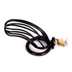 Kiotos Steel Kuishuidskooi Bird Cage Metaal Met Hangslot - Zwart -Sex Toys winkel Kuishuidskooi Bird Cage metaal met hangslot zwart 3