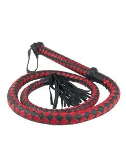 Rimba Bondage Play Lange Bullwhip 200 Cm - Rood/Zwart
