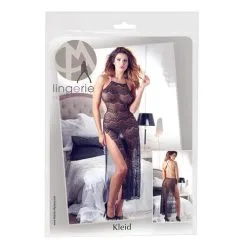 Mandy Mystery Line Lange Kanten Jurk - Zwart