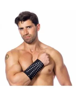 Rimba Bondage Play Leren Armkap Met Siernieten - Zwart