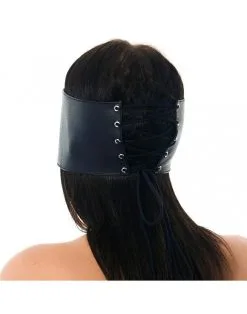 Rimba Bondage Play Leren Blinddoek Met Uitsparing Voor Neus - Zwart -Sex Toys winkel Leren blinddoek met uitsparing voor neus zwart 2