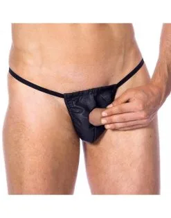 Rimba Bondage Play Leren Herenslip Met Gat Voor Penis