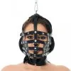 Rimba Bondage Play Leren Muilkorf Masker Met Ring Boven Om Vast Te Zetten