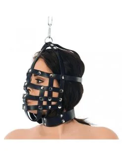 Rimba Bondage Play Leren Muilkorf Masker Met Ring Boven Om Vast Te Zetten -Sex Toys winkel Leren muilkorf Masker met ring boven om vast te zetten 2