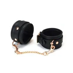 Liebe Seele - Dark Secret Exclusieve Lederen Enkelboeien Met Goud Metalen Beslag - Zwart/Goud