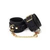 Liebe Seele - Dark Secret Exclusieve Lederen Handboeien Met Goud Metalen Beslag - Zwart/Goud