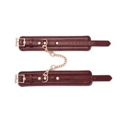 Liebe Seele - Wine Red Leren Enkelboeien Met Rosé Gouden Ketting - Exclusief En Luxe Ontwerp - Wijnrood -Sex Toys winkel Liebe Seele Wine Red leren enkelboeien met rose gouden ketting exclusief en luxe ontwerp wijnrood 4