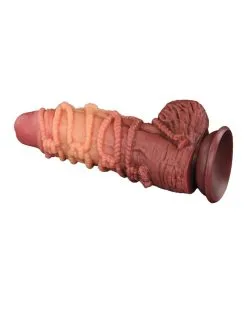LoveToy - XXL Extreme Dildo Met Touw Motief - Lengte 24 Cm - Bruin/Nude -Sex Toys winkel LoveToy XXL Extreme Dildo met Touw Motief Lengte 24 cm BruinNude 12
