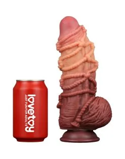 LoveToy - XXL Extreme Dildo Met Touw Motief - Lengte 24 Cm - Bruin/Nude -Sex Toys winkel LoveToy XXL Extreme Dildo met Touw Motief Lengte 24 cm BruinNude 6